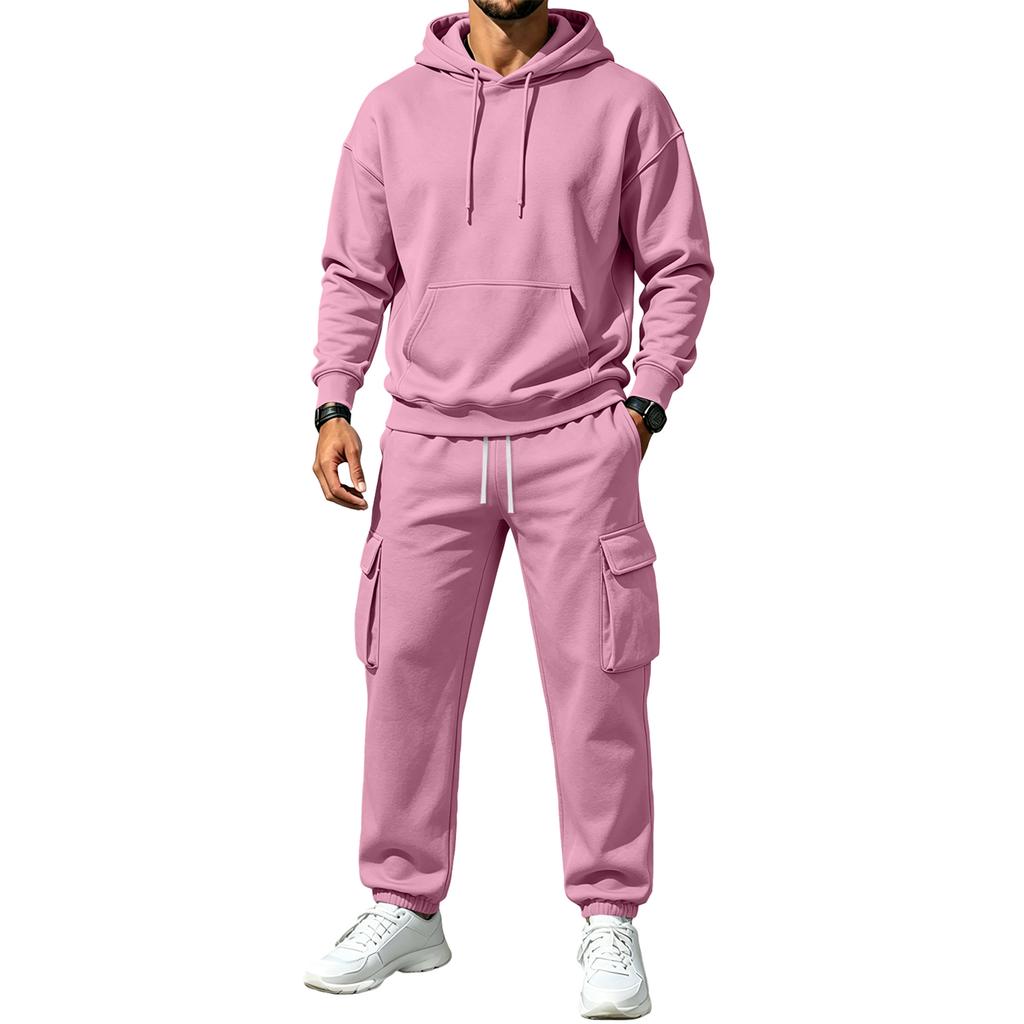 Winter Hooded Sweatshirt and Sweatpants Set for Men Women Casual Matching Outfit