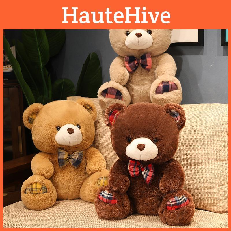 Teddy Plaid Bow Bear Plush Toy Cartoon Love Card Girl Valentine Day Dolls Gifts