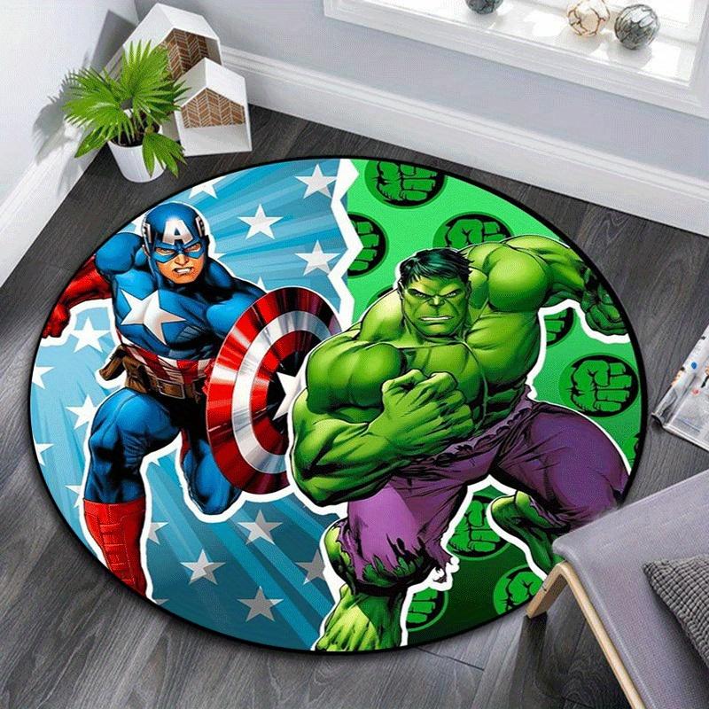 

1pc Captain America Round Area Rug,Non Slip,Machine Washable Polyester Carpet for Living Room,Bedroom Decor 80cm by 80cm