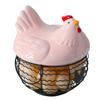 Storage Basket Iron Ceramic Hen Ornament Egg Fruit Container with Handle Kitchen Supplies