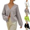 Women's V-Neck Long Sleeve Two-Button Knit Cardigan Sweater, Color Casual Top for Everyday Wear