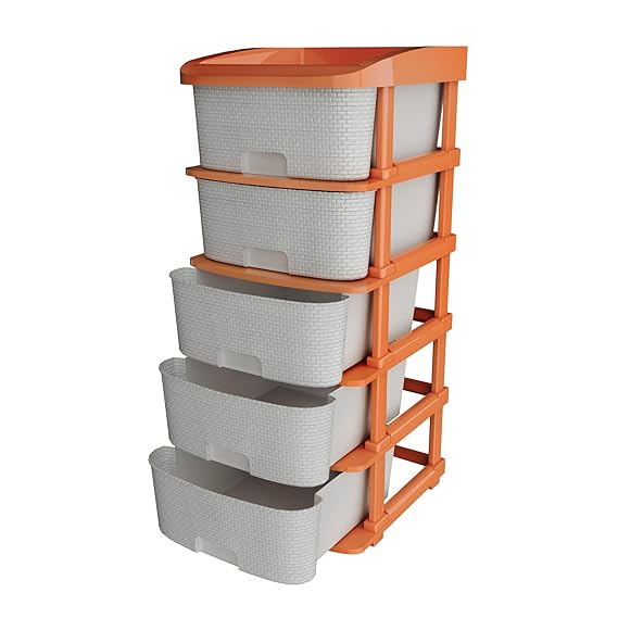 Plastic Modular Drawer Storage Chest Of Drawers Organizer Storage Box, Large Stomo Racks For Multipurpose Organizers | White | 4 Layer