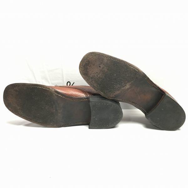 70s-80s Vintage BRUNE Made in England Plain Toe Business Shoes Brown size 25.0-26.0 Men's(USED)