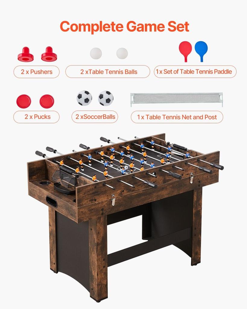 137.1cm Air Hockey Table 3-in-1 Air Powered Combo Table Foosball Ping Pong
