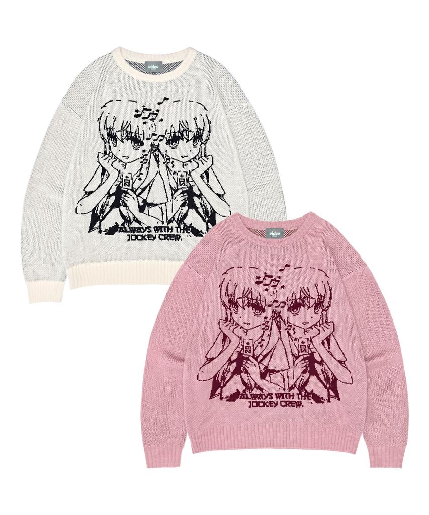 VIDEO JOCKEY Dokidoki Knit Sweater [Ivory]