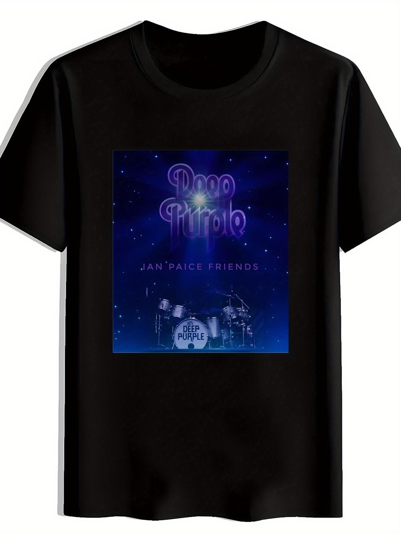 Black Deep Purple Graphic T-shirt - Retro Rock Band Design M
