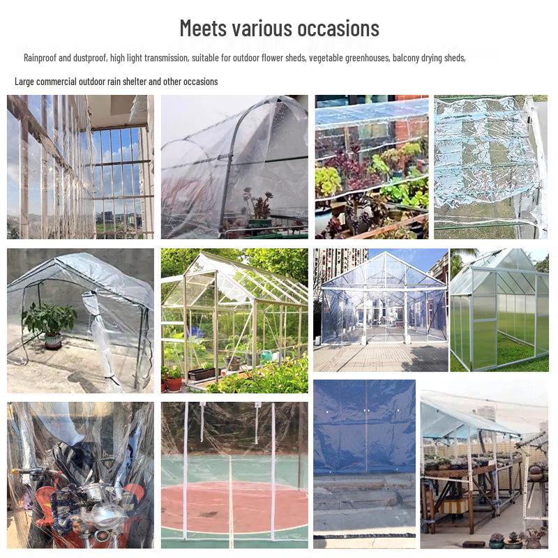 Thickened Transparent PVC Outdoor Rainproof Tarpaulin for Sunshade and Balcony Use 0.2mm 2x2m прозрачный