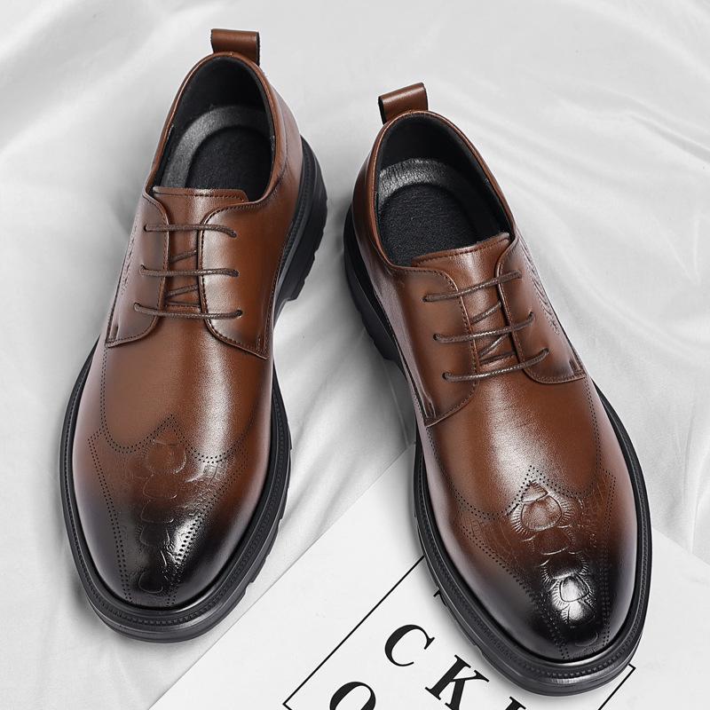 2025 Men's Leather Shoes: Autumn Soft Sole, British Style, Casual & Formal Wear, Ideal for Weddings and Business.