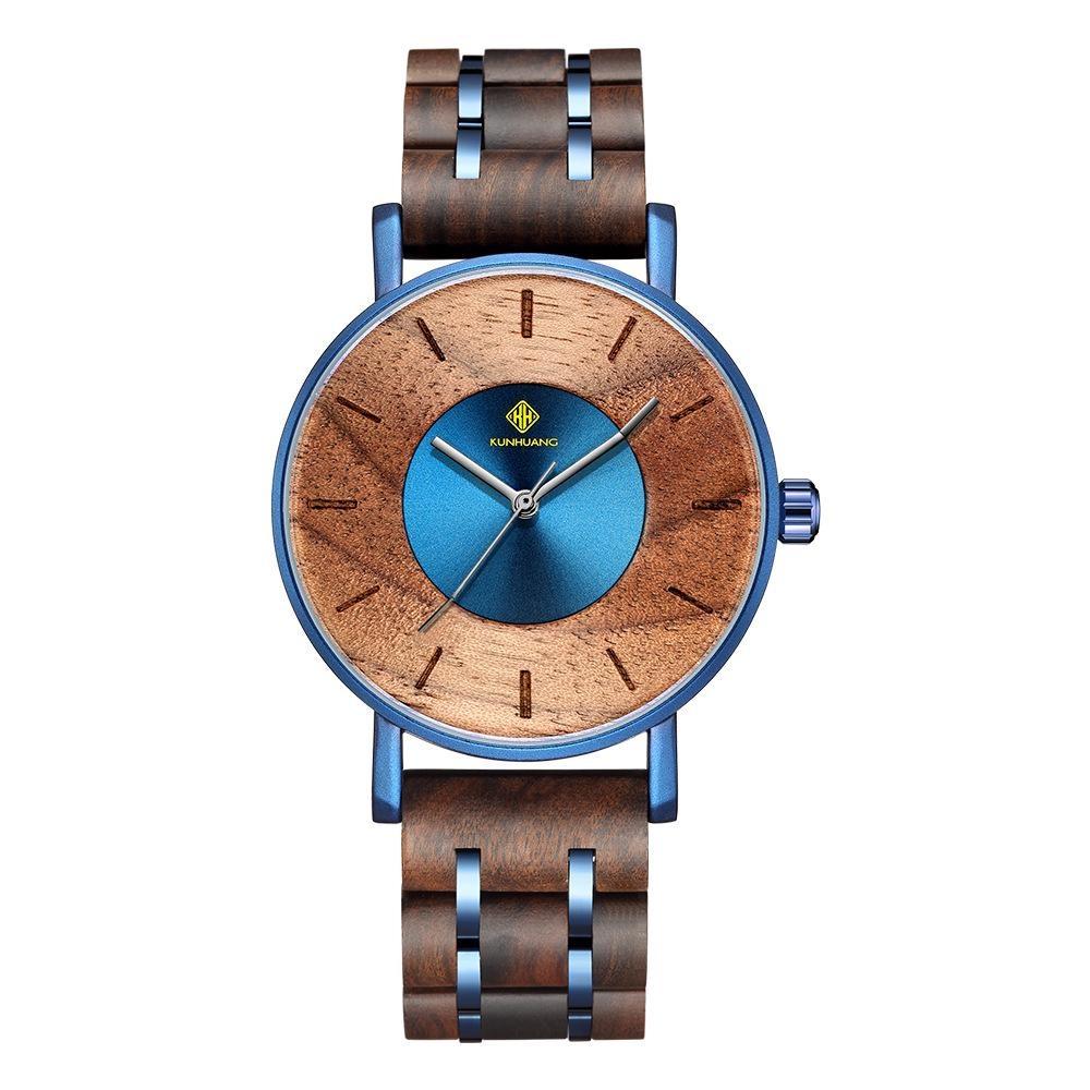 Alloy & Wood Combined Strap Watches Mens Quartz Watch Natural Unique Steel Wooden Clock Handcrafted Vintage Wooden Relogio Masculino