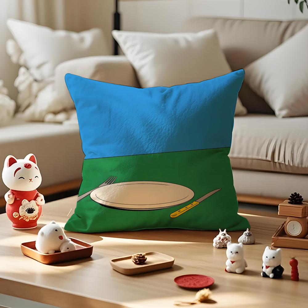 Parody Art Illustration Cushion Cover Anti-dustmite Pillowcase Invisible Zipper Silky Short Plush Sofa Cushion Cover