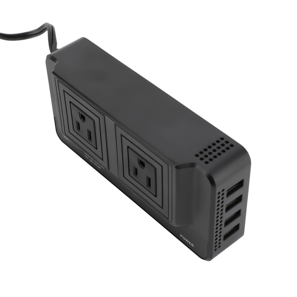 Car Power Inverter 200W Car Power Converter with 4 USB Ports Double Outlets DC12V Input 110V US Plug