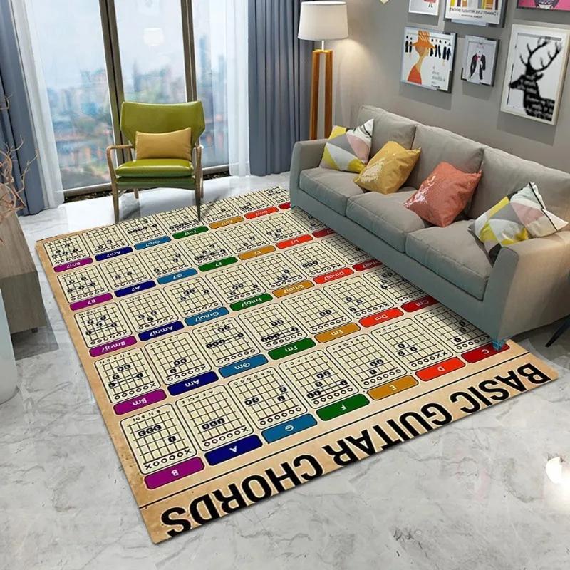 3D Guitar Chords Theory Chart Music Carpet Rug for Bedroom Living Room Home Sofa Decoration,Children Game Large Decor Floor Mat