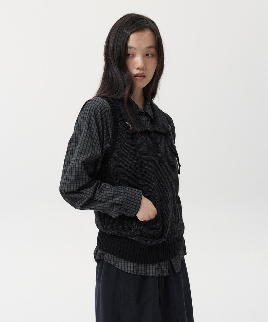 Ohesio Pocket Knit Vest, Black
