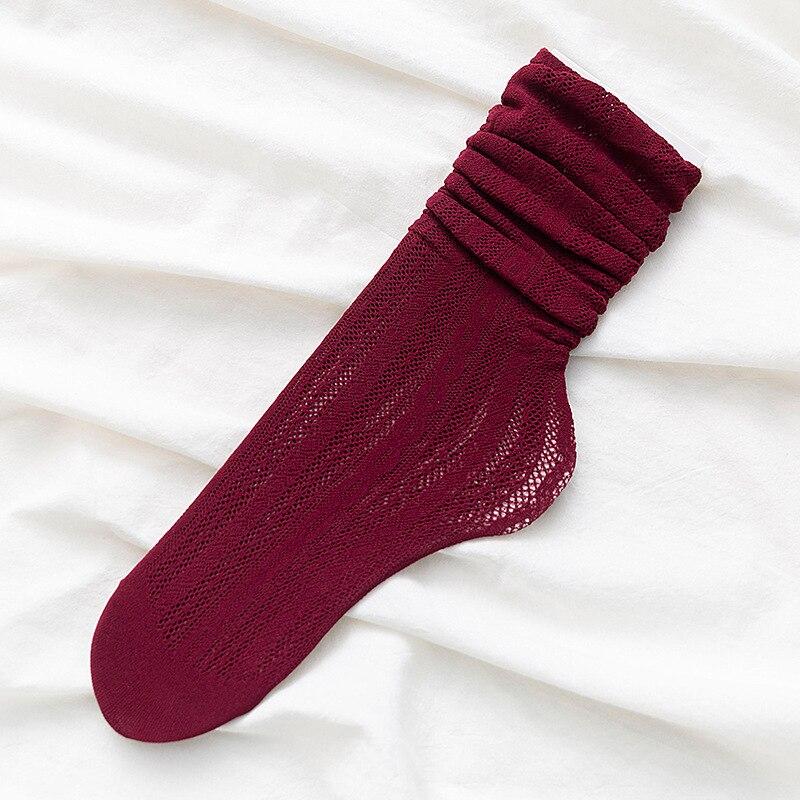 Hollow Out Woman Socks Cotton Velvet Soft Summer Thin Breathable Long Socks Japanese Style Kawaii Cute Harajuku Princess Socks