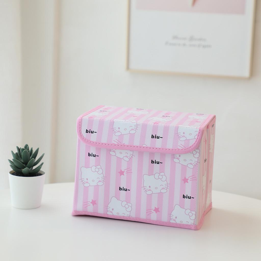 Hello Kitty Kuromi Cinnamoroll Melody Gittermuster Faltbare Klapp-Aufbewahrungsbox für Büro und Schlafzimmer