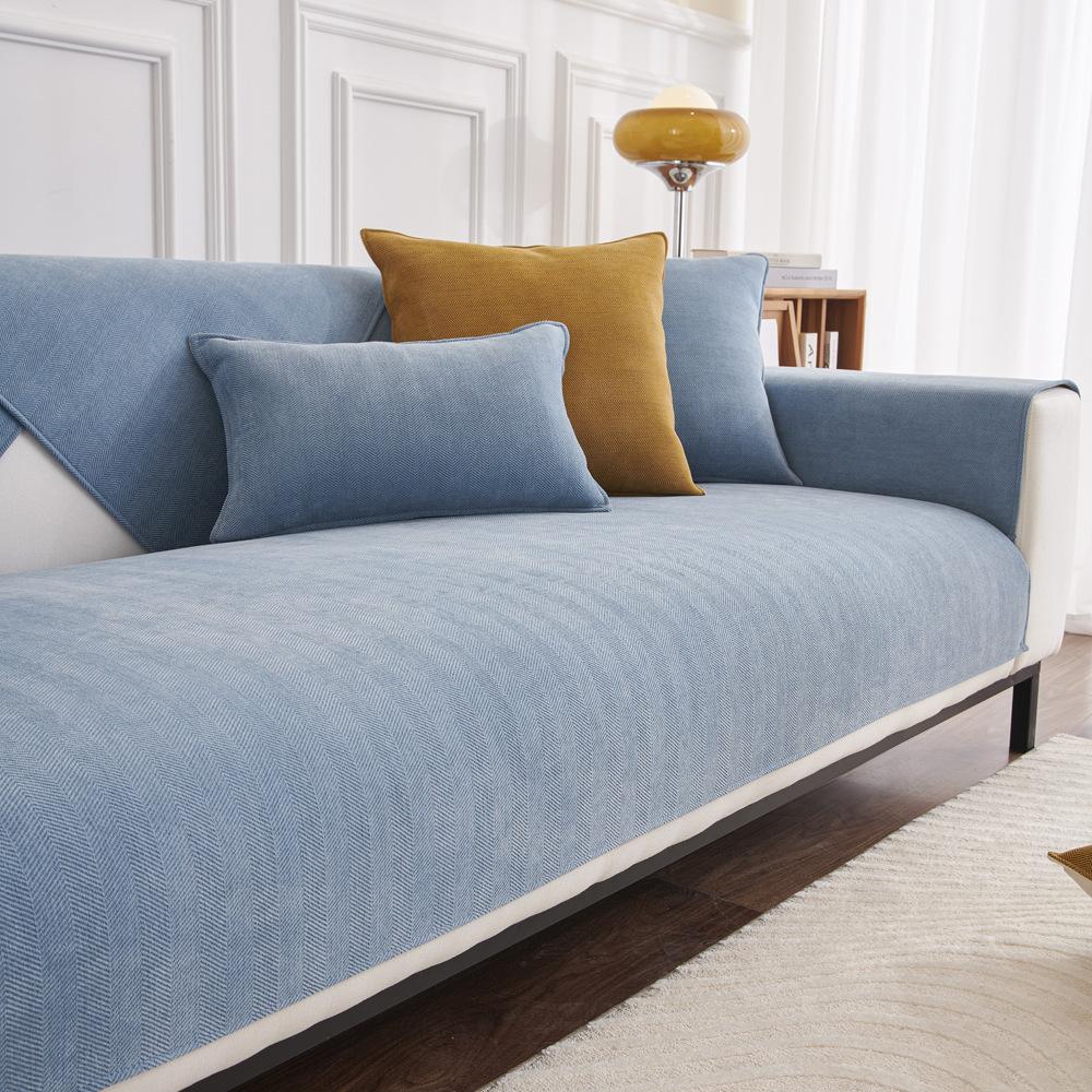 Herringbone Chenille Sofa Cushion, All-Season Non-Slip Cover Cloth Leather Sofa Cover  New Seat Cushion Backrest