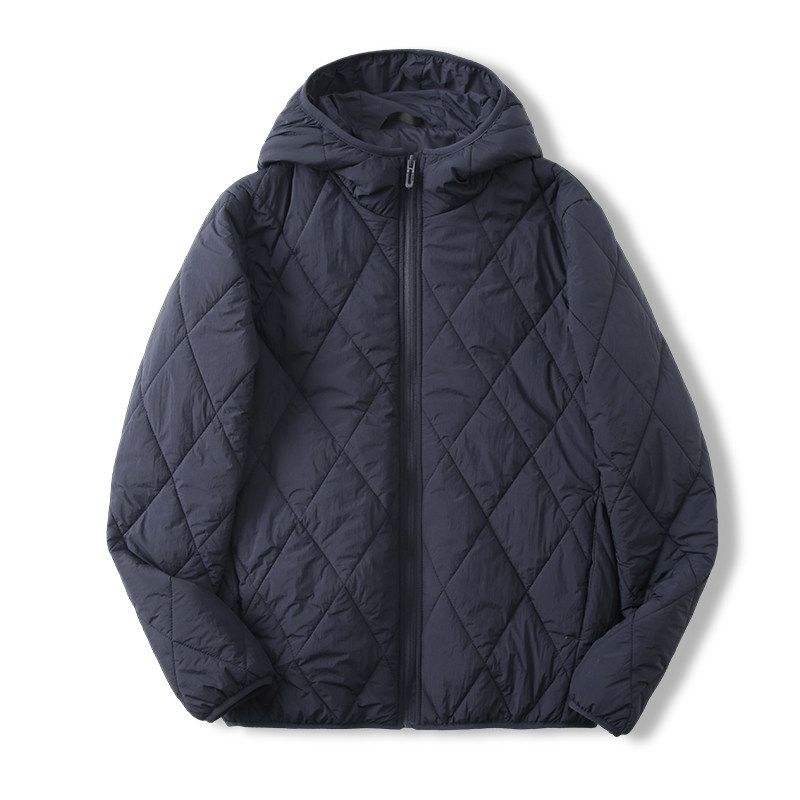 Japanese Export Surplus Genuine Goods with Silk Blend, Lightweight Cotton Jacket for Men, Diamond-Quilted Hooded Versatile Cotton Coat for Women