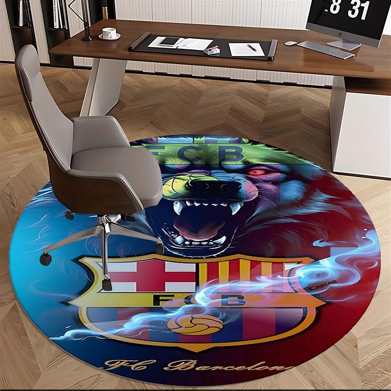 FC Barcelona Crest,Lion Emblem Artwork Chair mat Round Rug Office carpet, Machine Washable, Non slip, Suitable for Living Rooms, Bedrooms