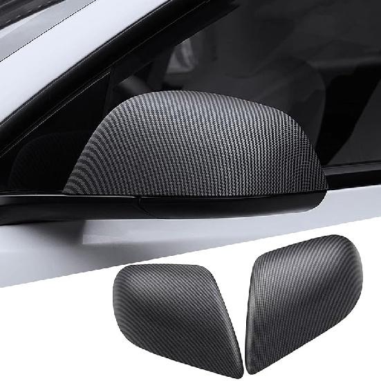 For Tesla Model Y Rearview Mirror Guard Cover, Side Mirror Cover Exterior Accessories Fit For Model Y -2024 (Model Y-Gloss Carbon Fiber Pattern)