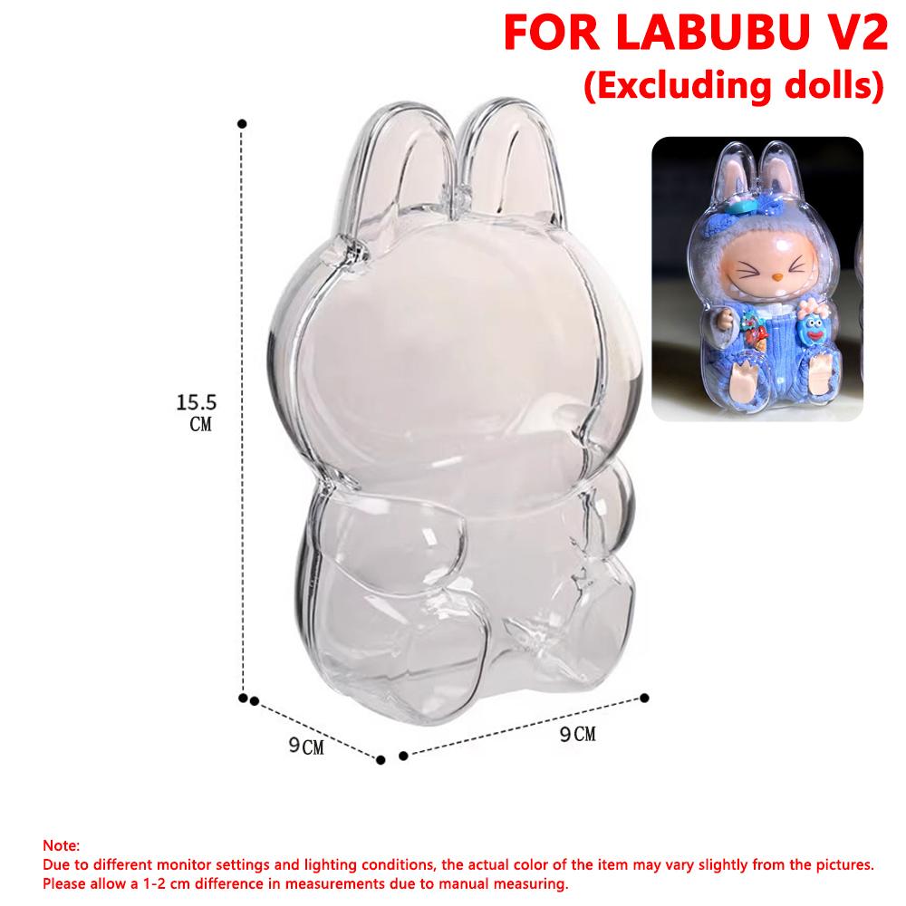 Clear Acrylic Case for Labubu Doll Blind Box Durable Protective Case for Labubu V1 V2 V3 V4 Dust and Scratch Proof Display Cover
