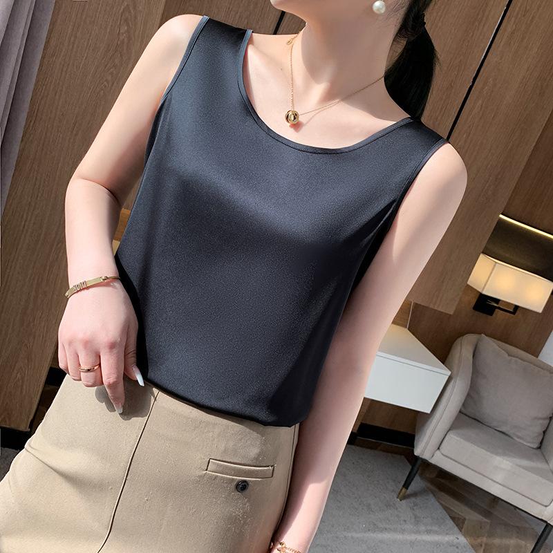 YYFS Women's Fashion Casual Summer Spring Solid Color Print Sleeveless O-Neck Blouses & Shirts