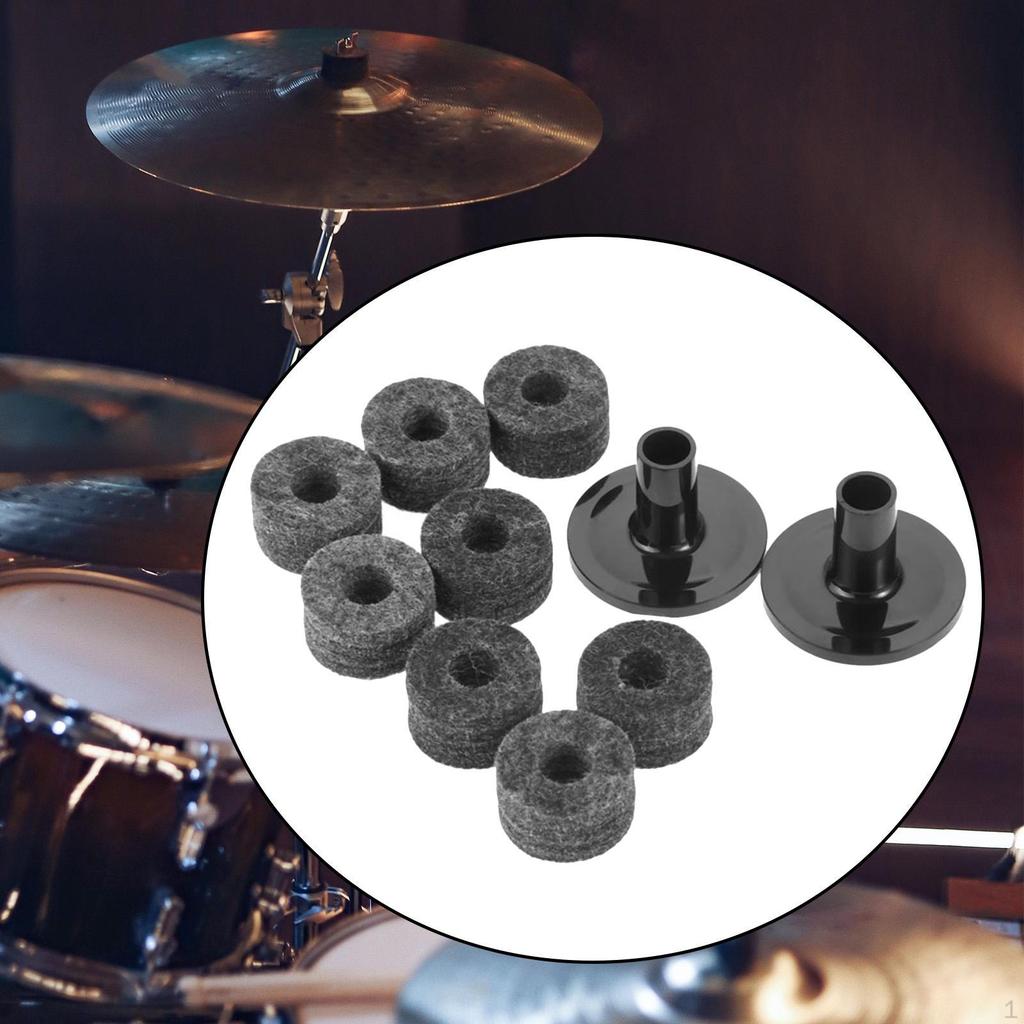 10 Pieces Cymbal Accessories Parts Drum Sleeves Cymbals Stand Pads for Show