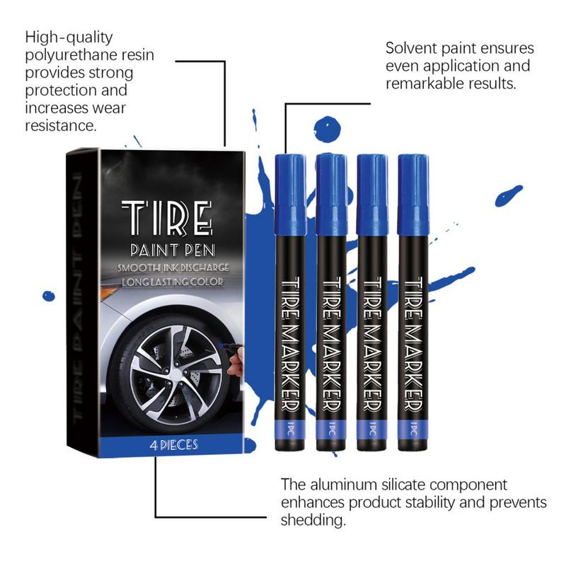 For Motorcycle Tire Marker Pens 4X Car Tire Paint Marker Pen Color Tire Pen Marker For SUV Bus Motorcycle Tire Lettering