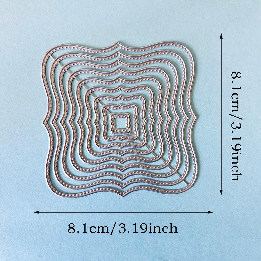 Multi-layer Square Curved Border Die Cuts for Card Making, Cutting Dies, Metal Die Cutting Mold, Scrapbooking Dies, Etched Embossing Stencil for Craft