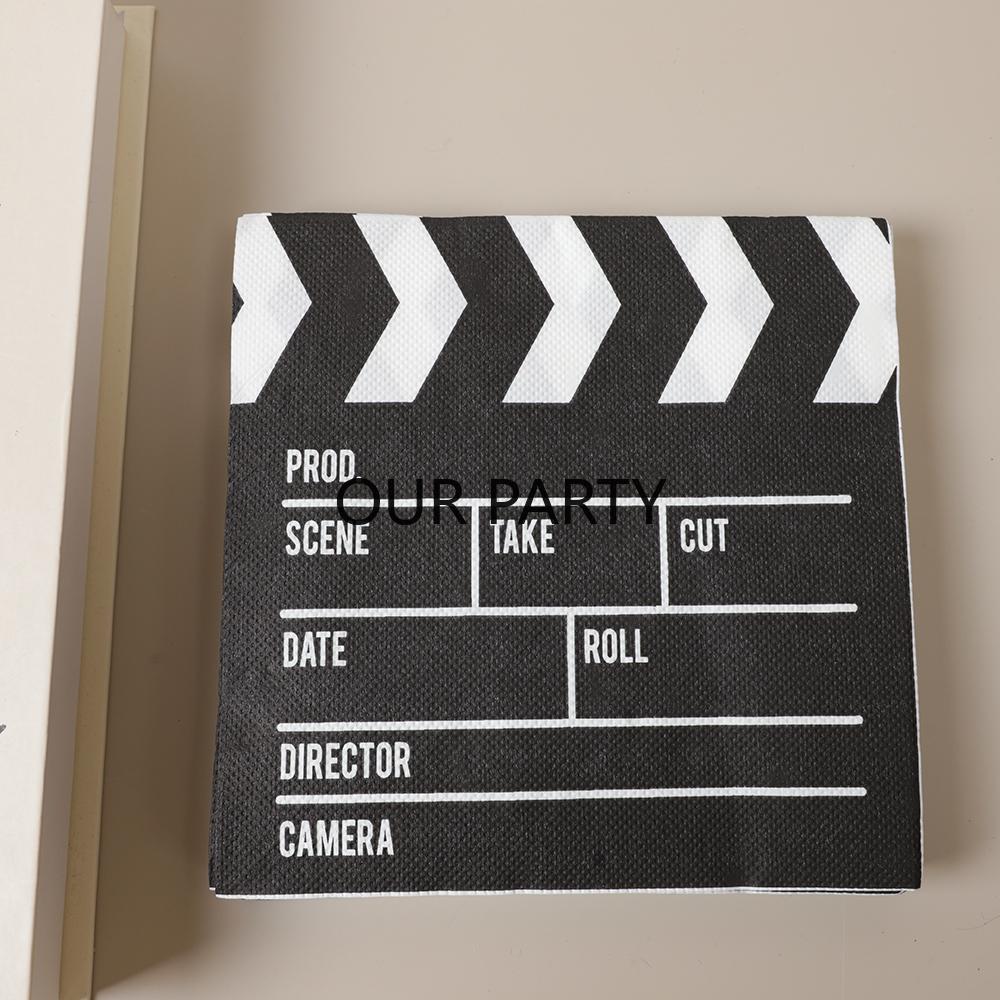 

20Pcs/Bag Cinema Festival Theme Disposable Napkins Production Paper Tissues for Movie Night Birthday Party Decoration