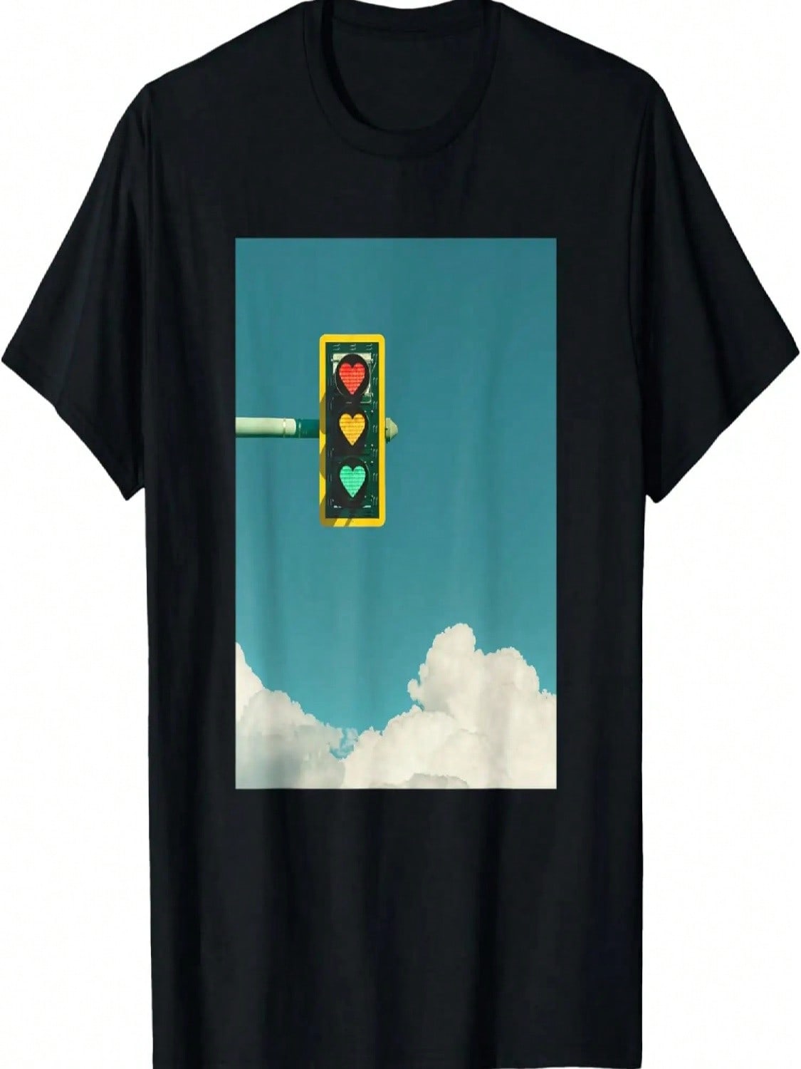 Indie Aesthetic Y2k Light Traffic Heart Teen Girls 90s T-Shirt S разноцветный