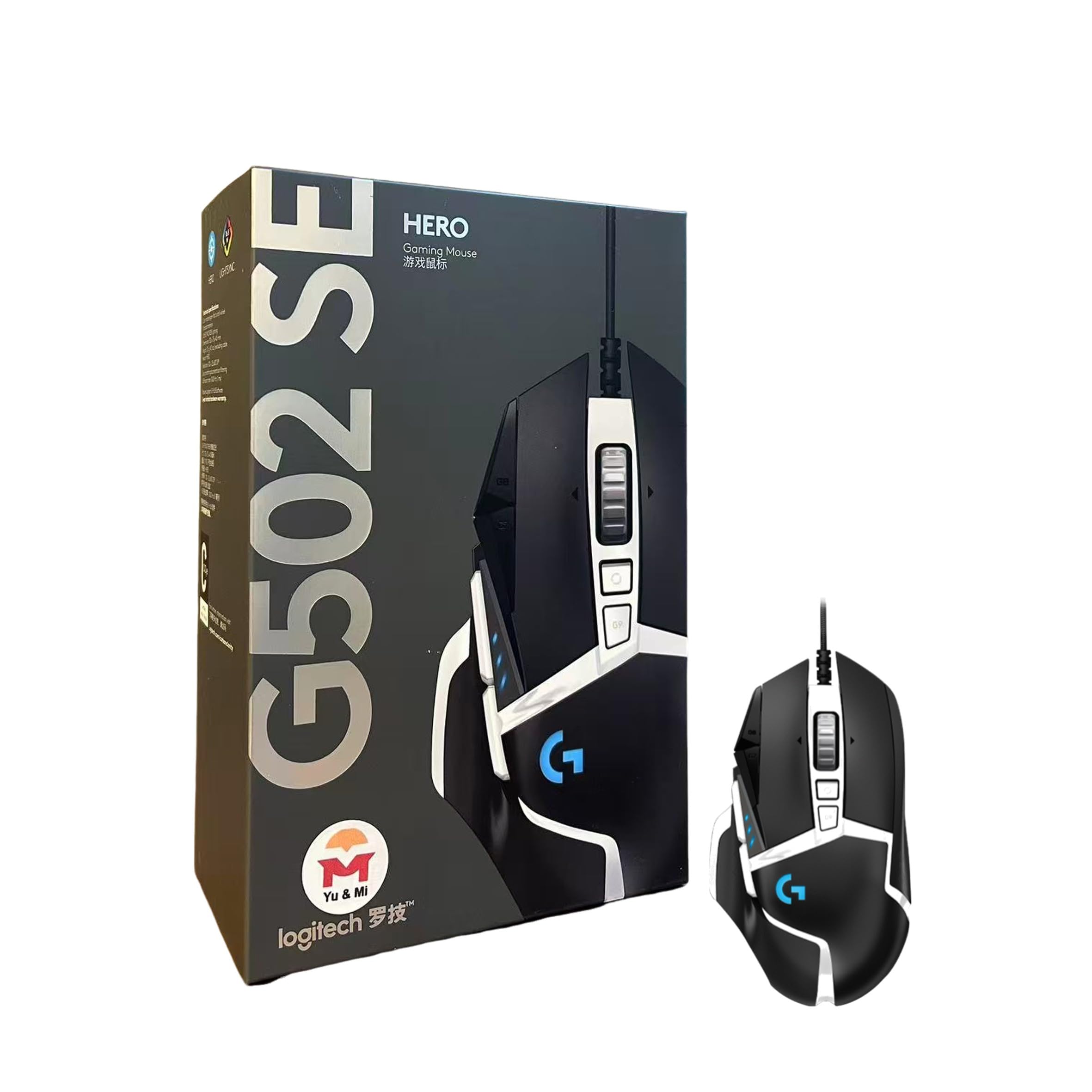 

Y&M G502 Hero SE Special Edition Gaming Mouse, Multi-Button, RGB, Wired, with Kobuta Warranty, Authentic Overseas Product