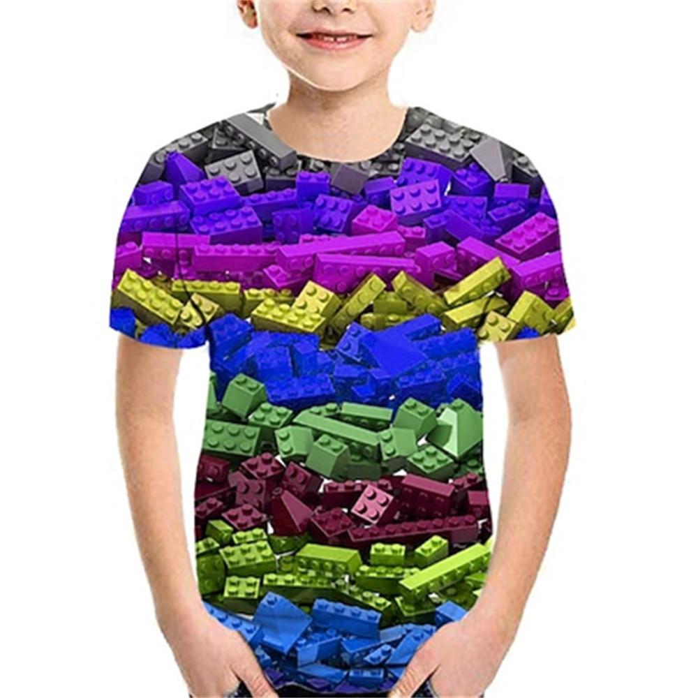 

Детская одежда с 3d принтом Футболка с цветными частицами Детская одежда для мальчиков и девочек для мальчиков Детский топ Летняя повседневная футболка с короткими рукавами от 3 до 12 лет 160
