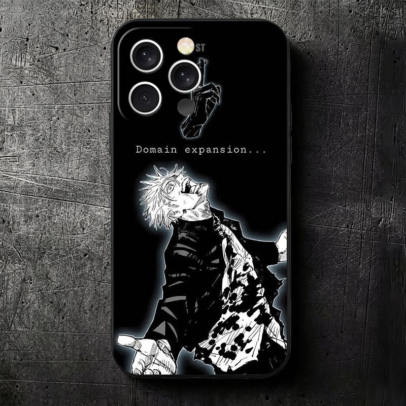 JUJUSU Anime Character Art Soft Phone Case for iPhone 16 16E 17 Air 15 Pro Max 14 Plus 13 Mini 11 12 7 Black Cover Back Shell