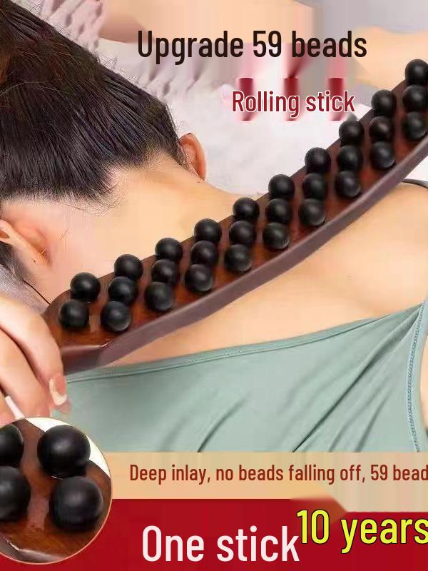 Rolling Tendon Massage Stick with 59 Beads for Back and Abdominal Relief