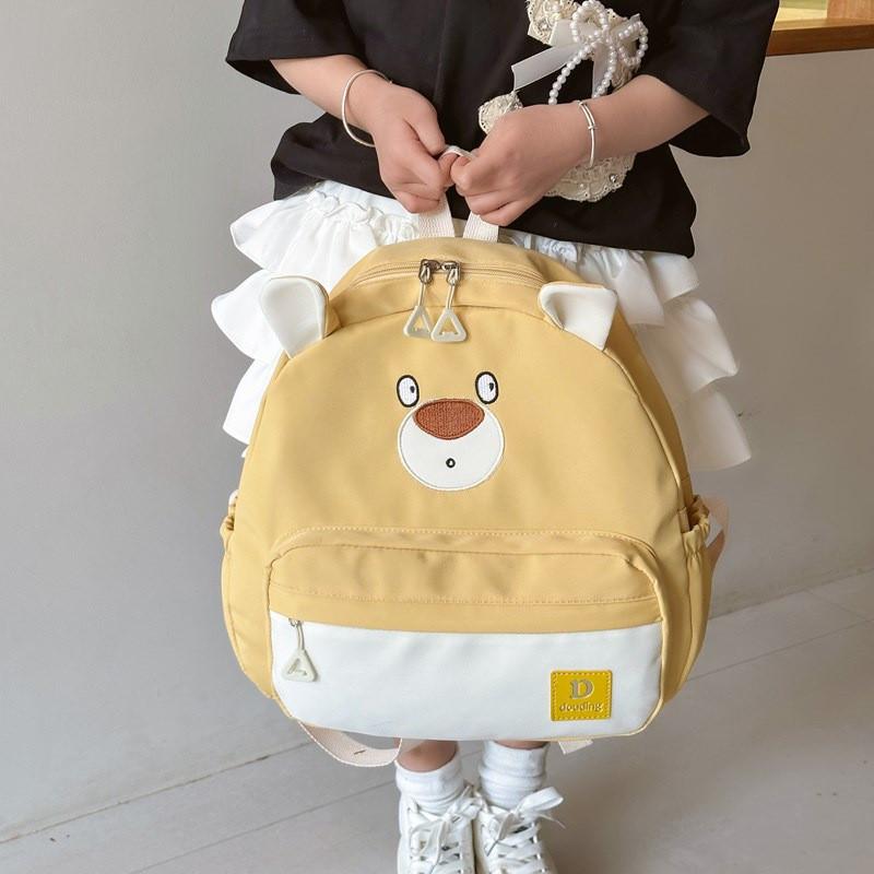 Bear Little Children Backpack Zipper Design Adjustable Shoulder Straps Schoolbag
