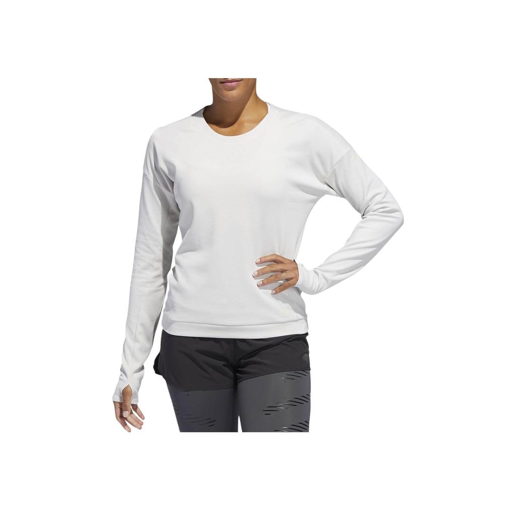 Adidas Comfortable Solid Color Crew Neck Sweatshirt Women Tops White DQ1918