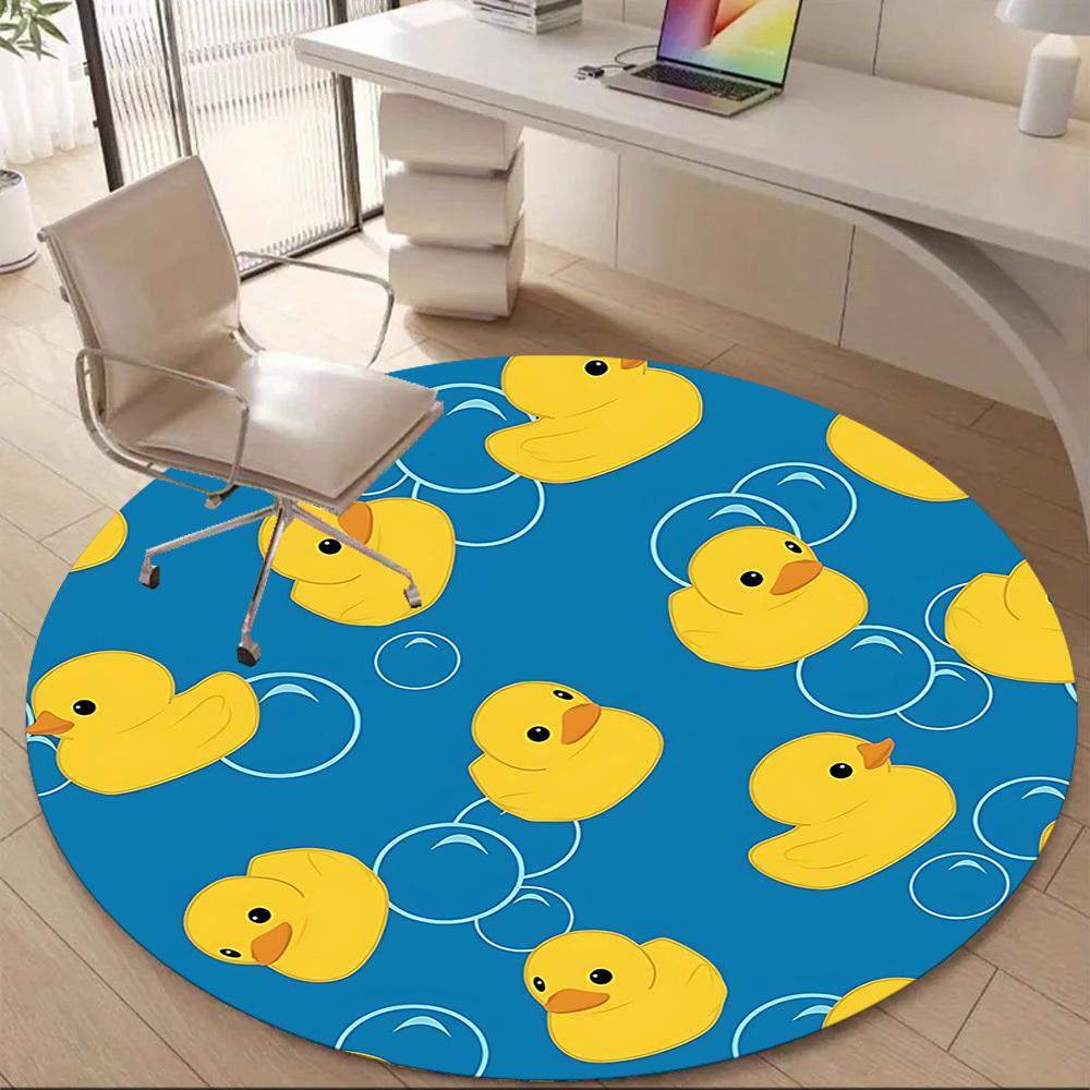 1 Stück Gelbe Ente Blasen Büro Runder Teppich, Matte Geeignet Für Büro, Unter Bürostühlen Schlafzimmer Wohnzimmer Heimdekoration, Raumdeko