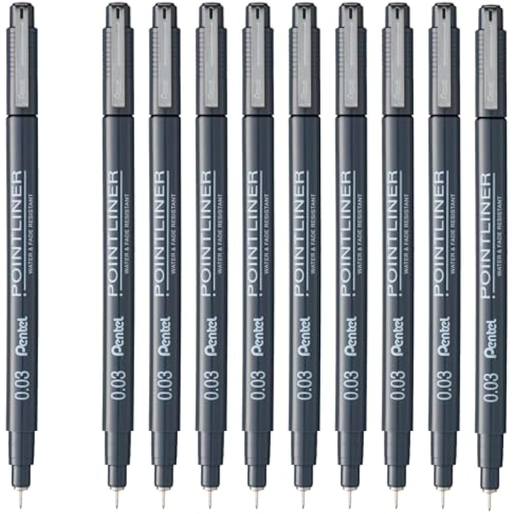 Pentel Water-based Pen Millimeter Pen Point Liner 0.03mm Black 10pcs S20P-03AD (10)