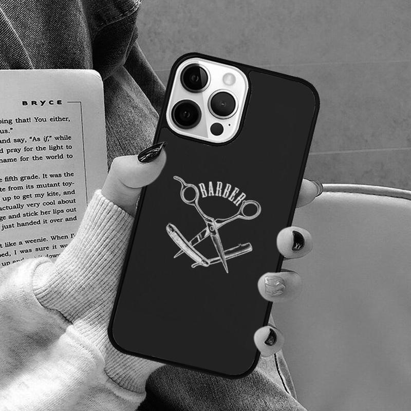 Barber Pole Scissor Comb Razor Phone Case for iPhone 17 Air 16 16e 15 Plus for Apple 13 11 12 14 Pro Max Cover coque