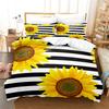 Sunflower Duvet Cover Set Double Size for Teens Floral Branches Bedding Set Garden Theme Comforter Cover with Pillowcases 2 Pcs