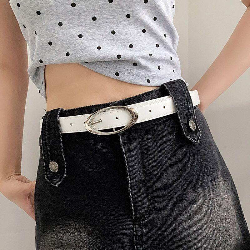 Black Pu Versatile Belt With Timeless Moon Design For Fashionable Looks Denim