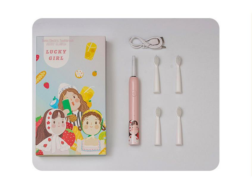Xiaohongshu Girls Series: Optional Pattern Sonic USB Rechargeable Adult Electric Toothbrush