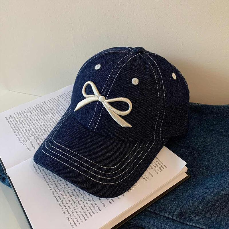 

Korean Solid Color Baseball Hat for Women Summer Cotton Bowknot Embroidery Peaked Duck Tongue Cap Girls Casual Outdoor Hat Adjustable