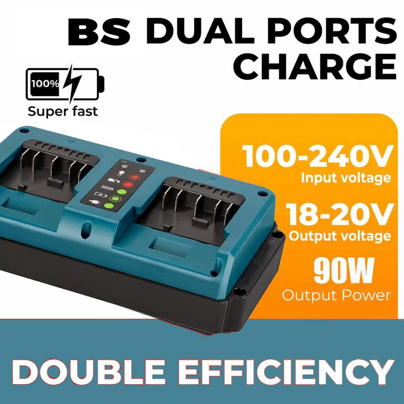Battery Charger For Bosch Replacement Charger Station Suitable for Bosch 18V BAT609 BAT609G Lithium-Ion Battery 2-Port Charging