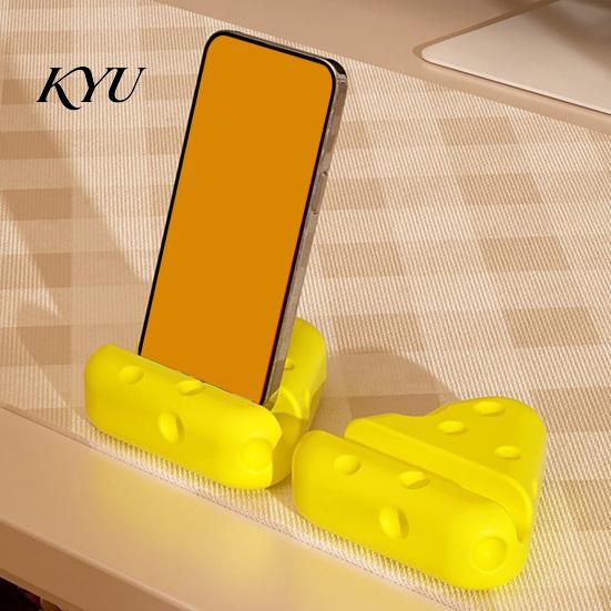 Novelty Cheese Shape Stand 3D Printed Phone Holder, Cute Desktop Stand, Compact Smartphone Hands Free Viewing Stable Cell Dock for Home Office