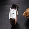 "Women's Waterproof Square Dial Quartz Watch Brown Strap Silver Case Simple Design"
