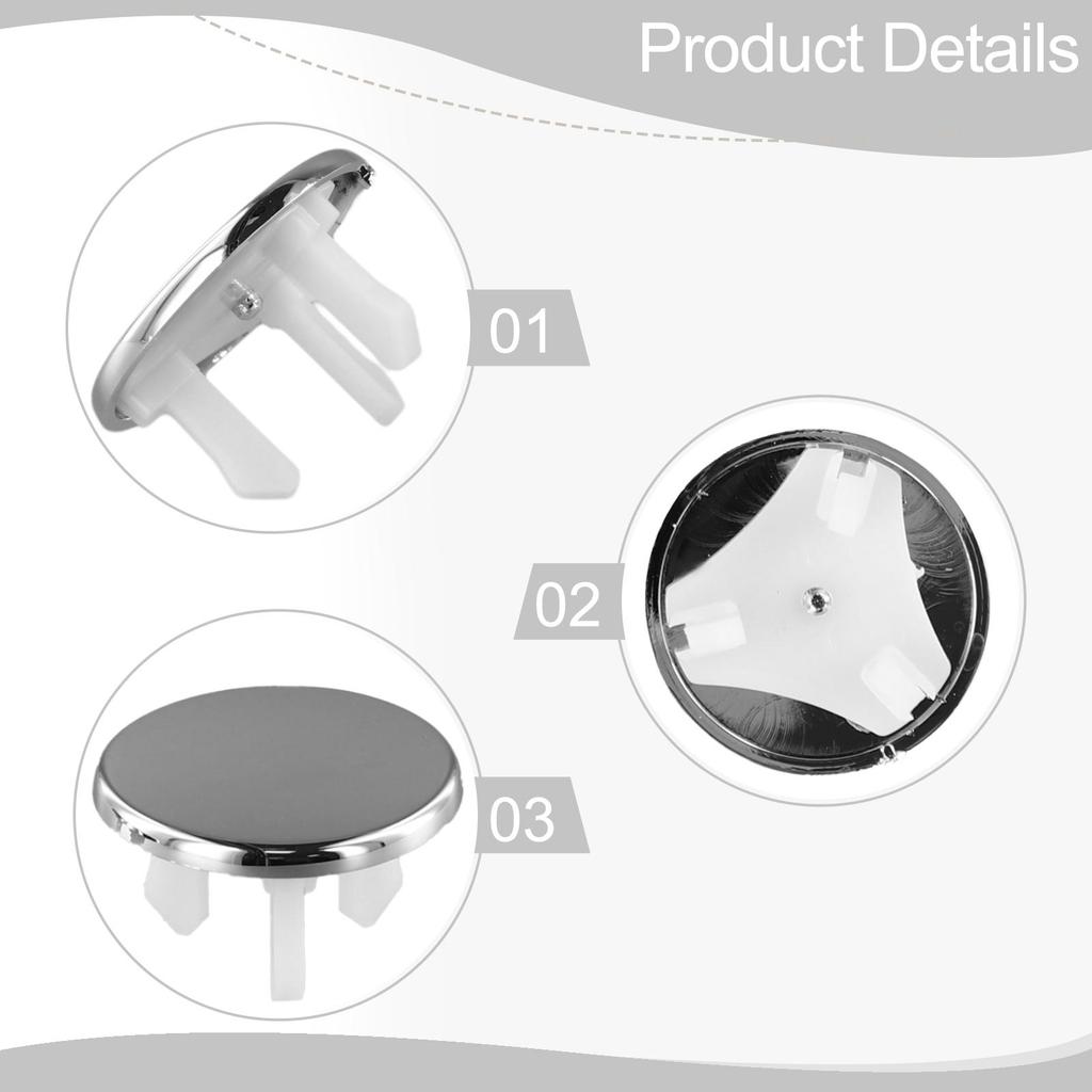Bathroom Drain Hole Covers In Chrome Finish Pack of 2 Round Replacement Trims