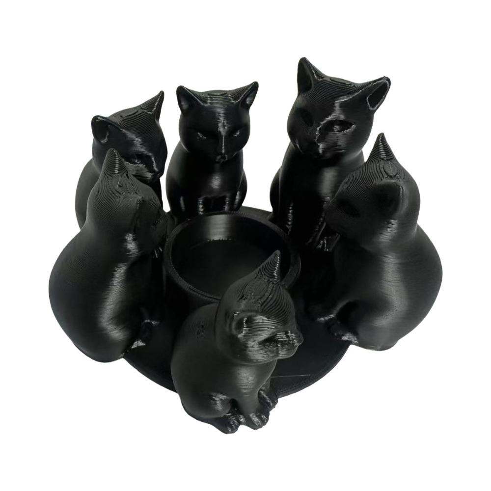

Cartoon Cat Candle Holder Ring-Shaped Candle Stand Creative 3D Printed Candlestick Office Style C