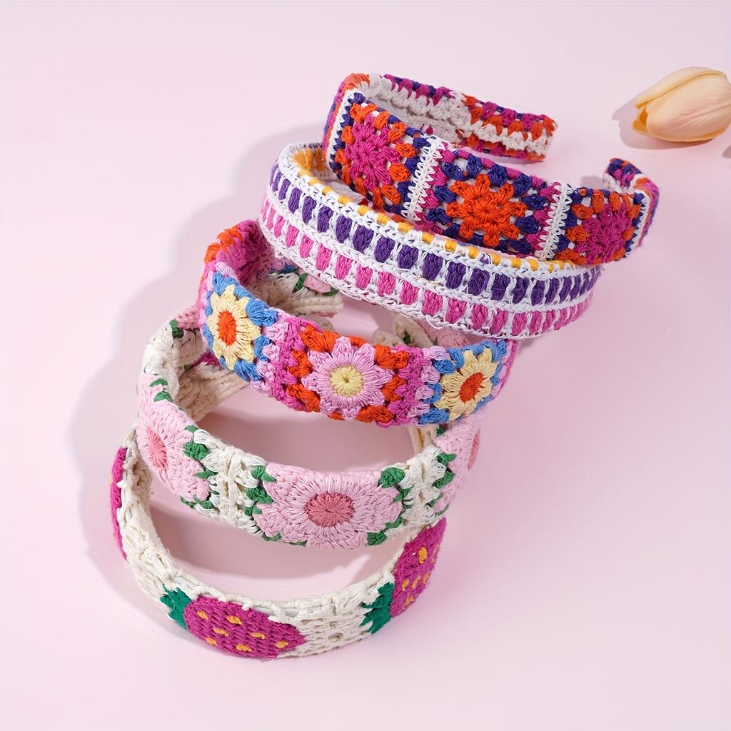 Boho-Chic Floral Knit Headband for Women - Cute & Stylish Hair Accessory, Perfect for Casual Attire