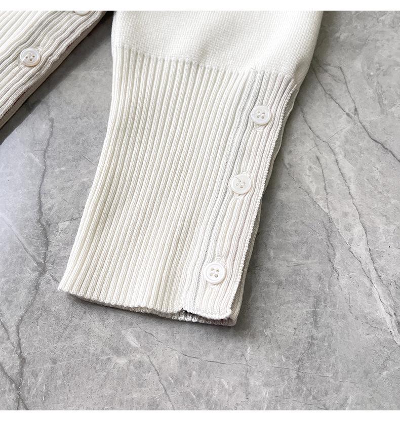 TB Unisex V-Neck Knit Cardigan - Autumn/Winter Colorblock Sleeves with Four Stripes, Slim Fit, Fairy Style.